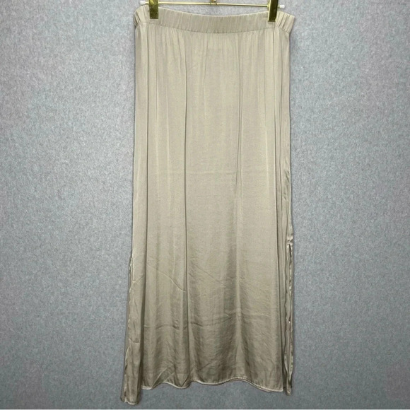 Chico’s Serena Satin Metallic Neutral Staple Fairy Whimsy Maxi Skirt - Picture 4 of 8